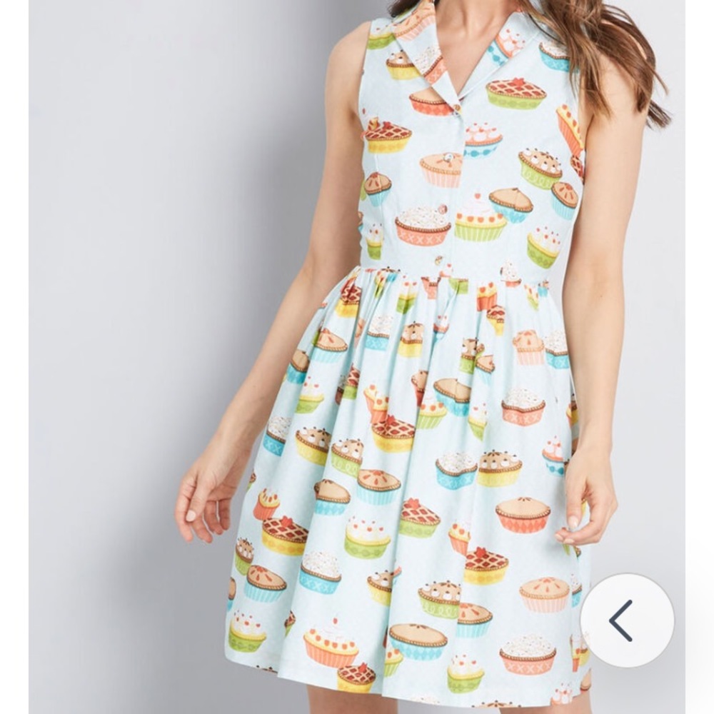 Modcloth Pie Print Yum & Done Shirt Dress